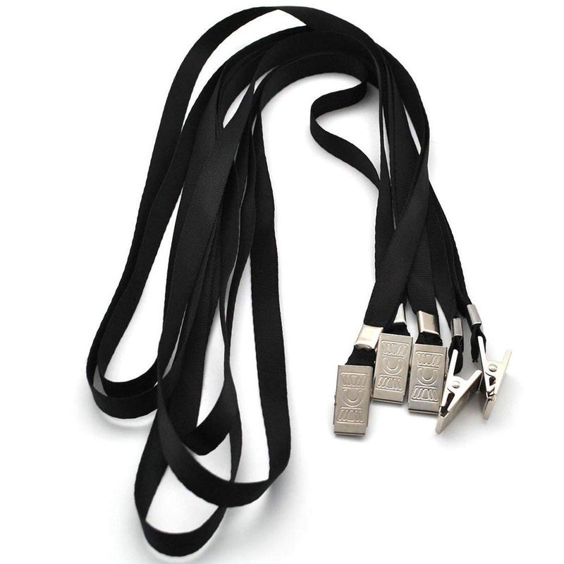 Beebel Black Lanyards 100 Pack Nylon Flat Badge Lanyard Bulldog Clip for Id Badge Name Tags - Image 3